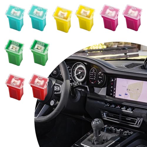 10PCS Car Fuse Combination Kit, Auto Fuses Assortment Kit, (20A 30A 40A 50A 60A) Tall/Standard and Low Profile Box Shaped Auto Fuses, Essential Vehicle Accessories for Trucks, RVs, SUVs (Tall) - color: Tall