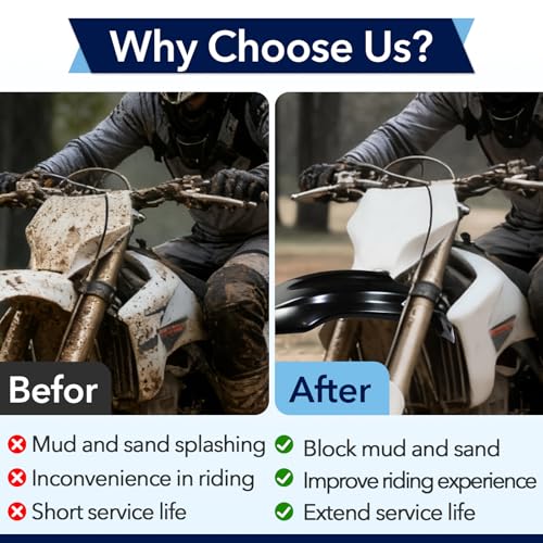 2Pcs Motorcycle Front Wheel Mudguard Compatible with CRF50 Style 125CC Pit PRO Trail Dirt Bike & Tutti Soleil 01, Impact Resistant PP Plastic Dirt Bike Front Fender