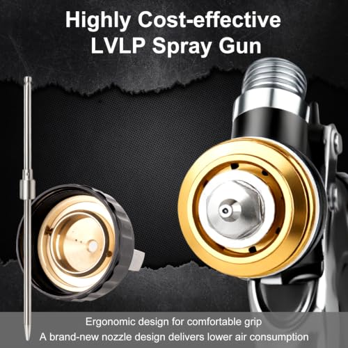 LVLP Spray Gun, Automotive Paint Gun with 10 Disposable Cups, 22oz