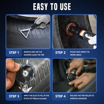Tire Repair Patch Tools,42 mm 55 mm Tire Tungsten Steel Buffing Wheels Tire Patch Roller Scraping Cutter Kit for Car Tire Grinding Polishing