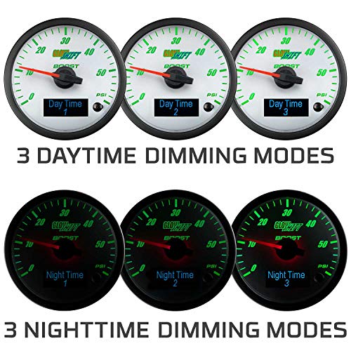 GlowShift 3in1 White 1500F Pyrometer EGT w/Digital Boost & Temp Gauge Kit
