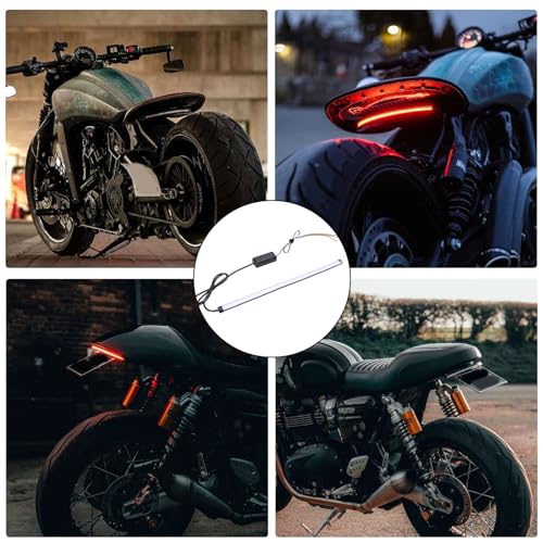 Rich Choices Universal 108 LEDs Strip Motorcycle Tail Lights with Turn Signals Flexible Brake Stop License Plate Lights Integrated for Motorcycle Street Bike ATV - color: White