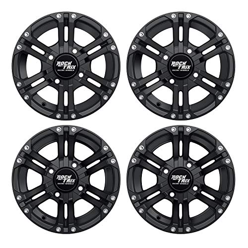 RockTrix RT101 12x7 ATV Wheel 4x110 SRA Offset, Matte Black, 4pc Set - size: 12x7 (5+2F/2+5R)