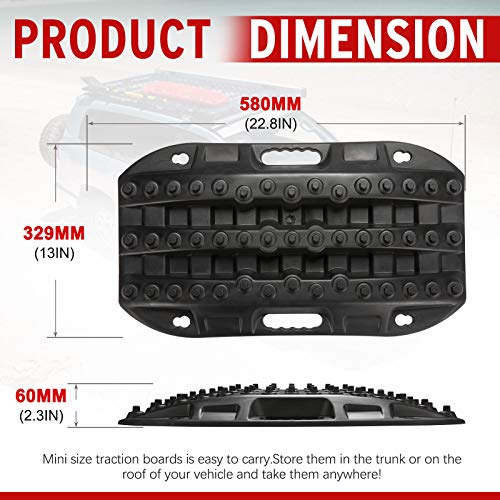 BUNKER INDUST Off Road Traction Boads, 2 Pcs Short Recovery Track Traction Mats for 4WD Mud, Sand, Snow Ramps-Black Tire Traction Tool (Without Strap) - color: Black