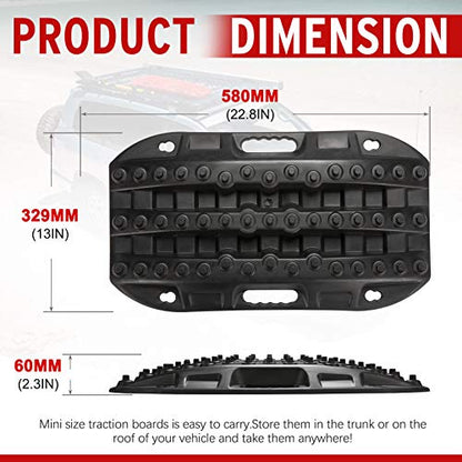 BUNKER INDUST Off Road Traction Boads, 2 Pcs Short Recovery Track Traction Mats for 4WD Mud, Sand, Snow Ramps-Black Tire Traction Tool (Without Strap) - color: Black