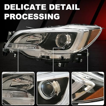 PartsFlow 2PCS LH& RH Halogen Headlight HeadLamp Assembly Black Interior For 2015 2016 2017 Subaru Legacy Outback Left Right Side 84001AL03A 84001AL02A - color: Black & Silver Interior Right & Left Side