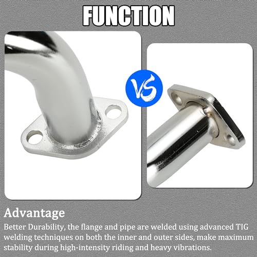 YOXUFA Mini Bike Exhaust Pipe Muffler Replacement for Predator 212 224cc 196cc Coleman CT200U BT200X CT200U-EX 6.5hp Baja Warrior Massimo MB200 GX160 Engine Go Kart Parts with Heat Shield Tape - color: silver