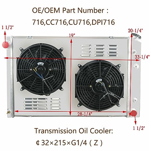 3 Row Aluminum Radiator Shroud Fan Relay for 1973-1991 Chevy C30 C20 C10 C2500 C1500 K30 K20 K10 Pickup Blazer GMC Truck 1981 1982 1983 1984 1985 1986 1988 1989 1990 Radiators