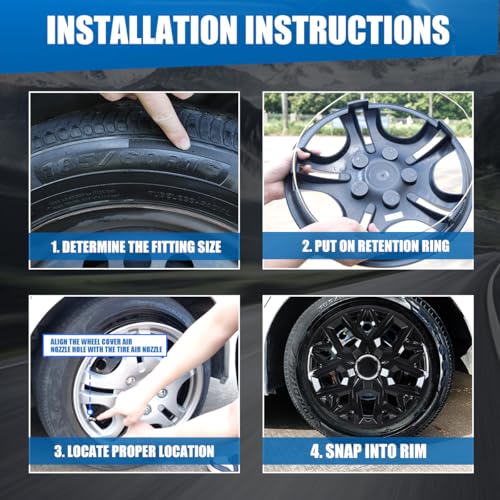 Winjet 16'' Set of 4 Universal Hubcaps PP Material Steel Wheel Rims Cover,Wheel Cover Replacement R16 Hub Caps,Auto Tire Replacement Exterior Cap Snap On Car Truck SUV(16 Inch,Set of 4) - color: Black Lacquer(5181-BL-16), size: 16 inch