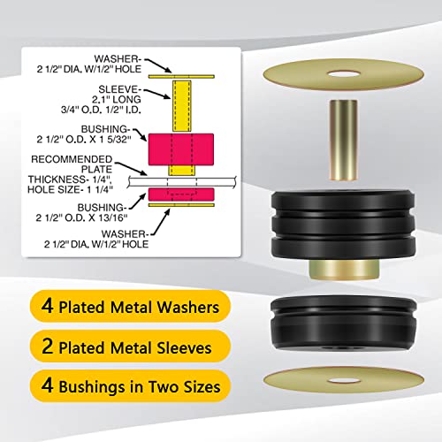 9.4102G Universal Mounts Body Mounting Bushings Universal Polyurethane Mounts / Isolators, Including 4 Washers, 2 Sleeves and 4 Bushings (Black, 2 Sets)
