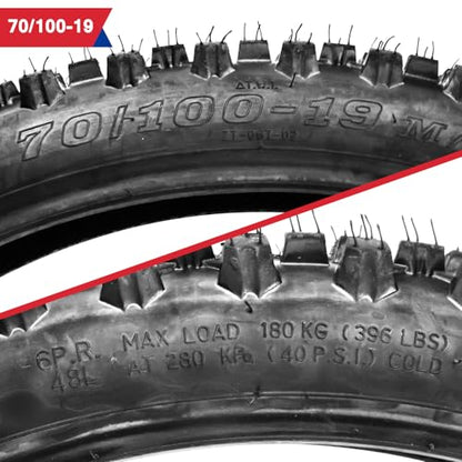 Dirt Bike Rear 90/100-16 3.25/3.50-16 Front 70/100-19 2.75/3.00-19 Tire and Inner Tube for 150cc KX100 KLX140 TTR125 CRF150 XR100 RM85L RM100 Baja DR125 Pit Bike Off Road Motocross Motorcycle