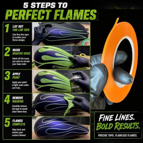 LiME LiNE Flexible Vinyl Fine Line Masking Tape for Automotive Custom Paint, No Residue Fineline Orange - 1/4" - color: 1/4"