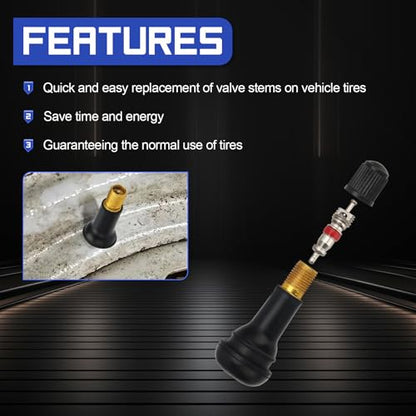 X4XZ 51025 Quick Change Tire Valve Tool Kit with TR413/TR414,Tire Valve Stem Core Quickly Replacement Tool Kit for Replacing Leaky Valves in Cars,ATVs,Trucks, etc. 23PCS