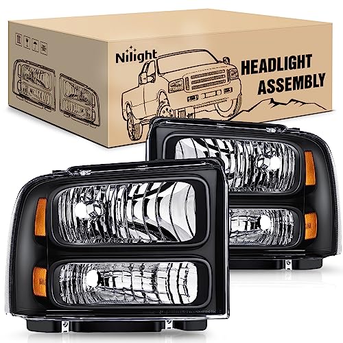 Nilight Headlight Assembly 2005 2006 2007 F250 F350 F450 F550 Super Duty Black Housing Amber Corner Clear Lens 4 Pack Headlights Assembly Replacement - color: Black Housing + Amber Reflector, size: 2005-2007 F250-F550