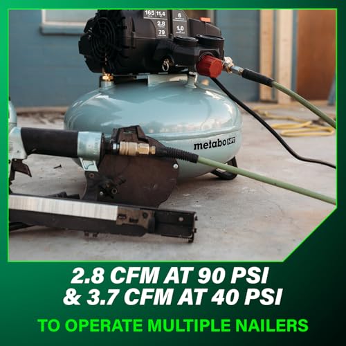 Metabo HPT Pancake Air Compressor, 6-Gallon 165PSI, Portable Air Compressor with 1.0 HP Oil-Free High Efficiency Motor, Lihghtweight, Quick Couplers for Fast Tool Changes, EC711S - style: 6-Gallon Pancake, 165 PSI