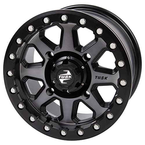 TUSK 4/156 Uinta Beadlock Wheel 14x7 5.0 + 2.0 Gunmetal/Black Compatible with POLARIS RZR Trail/XP/ProXP/General/Ranger KAWASAKI KRX/Ridge/Mule Pro YAMAHA RMAX/YXZ