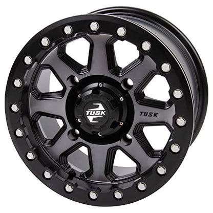 TUSK 4/156 Uinta Beadlock Wheel 14x7 5.0 + 2.0 Gunmetal/Black Compatible with POLARIS RZR Trail/XP/ProXP/General/Ranger KAWASAKI KRX/Ridge/Mule Pro YAMAHA RMAX/YXZ