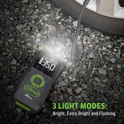 Slime 40089 Cordless 3-in-1 Tire Inflator w/Power Bank & LED Light, Auto Shut-Off, Digital Display & 6 Presets, Flat to Full in 8 Mins, Car, Bike, Motorcycle & More - style: 3in1 Cordless Tire Inflator