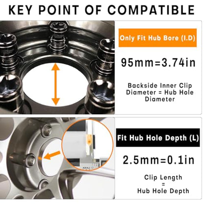 4PCS 102mm(4.02in)/95mm(3.74in) Car Wheel Center Caps Black for # 81232090F - color: Silver