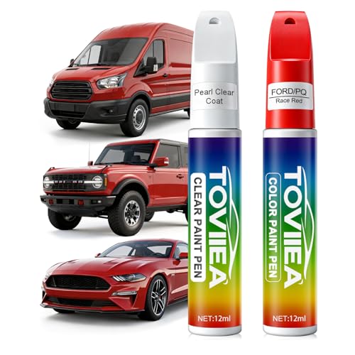 Race Red(PQ/M7236) Touch Up Paint Compatible with Ford,2-In-1 Car Scratch Remover Pen,Car Paint Scratch Repair Kit for Scratches,Chips & Nicks,2-PCS SET
