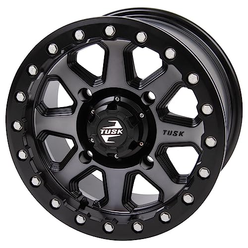 4/156 Tusk Uinta Beadlock Wheel 15x7 4.0 + 3.0 Gunmetal/Black Compatible with POLARIS RZR Trail/XP/ProXP/General/Ranger KAWASAKI KRX/Ridge/Mule Pro YAMAHA RMAX/YXZ