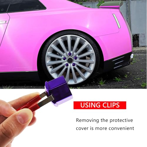 24pcs Wheel Nut Cap 21mm Wheel Bolt Nut Caps Covers,Universal Anti-Rust Car Tire Nut Caps Bolt Cover,Hexagonal Plastic Tire Bolt with Removal Tool(Purple) - size: 21mm-Purple