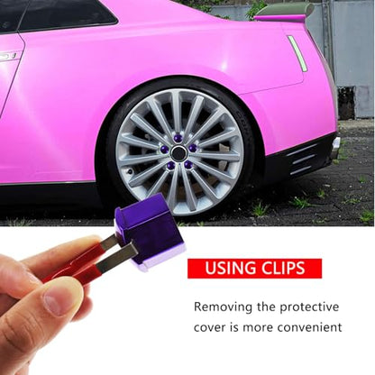24pcs Wheel Nut Cap 21mm Wheel Bolt Nut Caps Covers,Universal Anti-Rust Car Tire Nut Caps Bolt Cover,Hexagonal Plastic Tire Bolt with Removal Tool(Purple) - size: 21mm-Purple