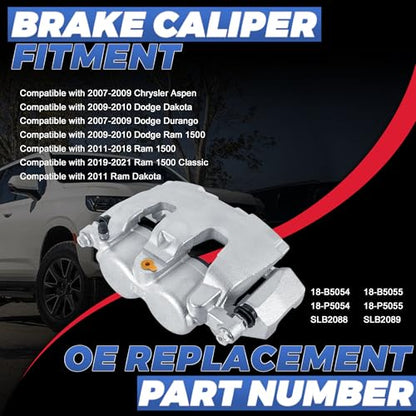18B5055 18B5054 Front Disc Brake Calipers Compatible with 2011-18 Ram 1500 - size: Front 18B5055+18B5054