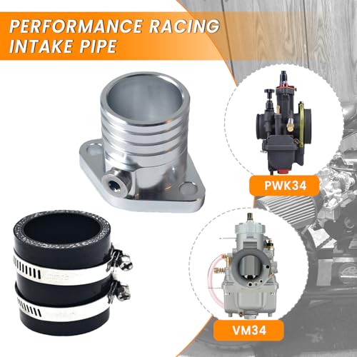 Racing Intake Pipe Inlet Manifold Adapter Kit Silver - color: silver