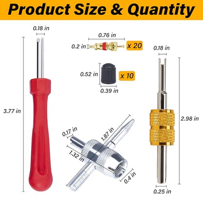 Valve Stem Removal Tool, Schrader Valve Removal Tool, Tires Repair Tool Kit - color: 33 PCS