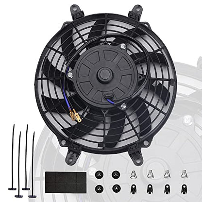9 Inch Universal High Performance Electric Radiator Cooling Fan 12V 80W with Fan Mounting Kit - style: 9" Curved