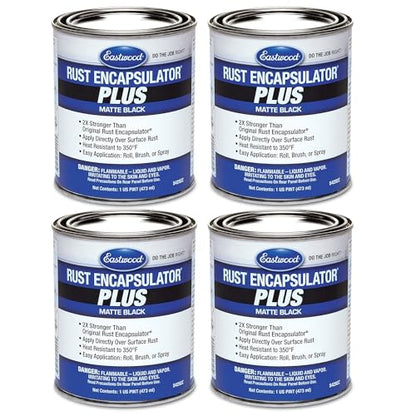 Eastwood Matte Black Rust Encapsulator Plus | Long Lasting Durable Finish 1 Coat Maximum Rust Protection | Heat Resistance up to 350 degrees Fahrenheit | Matte Black | Pint 4 Pack - size: 16 Fl Oz (Pack of 4)