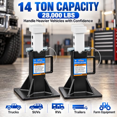 HKTE 14 Ton Jack Stands, 12-17.7 in, for Trucks and SUVs, 2 Pack - color: JACK STANDS 28000LB