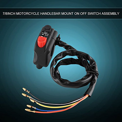 7/8'' Universal Motorcycle Engine Stop Start Kill Switch,Motorbike Waterproof On Off Start Kill Switch for ATV,Dirt Pit Bike,Scooter,Quad