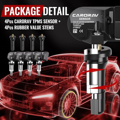 CARORAV TPMS Sensor GM, 4-Pack Tire Pressure Monitoring System Sensor - size: 4 PCS