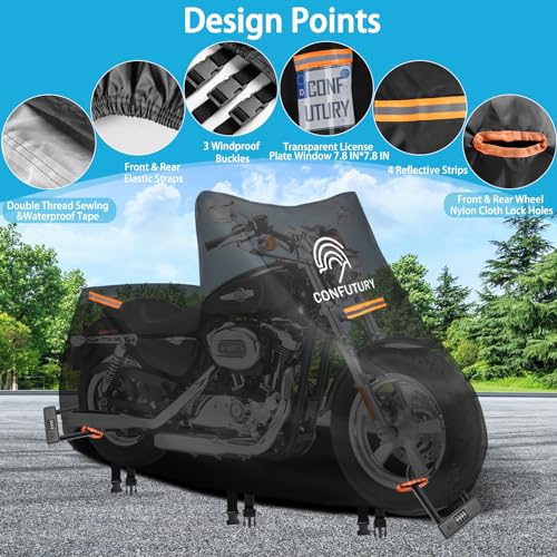 Dirt Bike Cover Waterproof Outdoor,600D Oxford Fabric,4 Reflective Strips,Lock Holes & License Plate Window,All Season Protection(M 73"X 33"X 39") - size: M（73"x33"x39")