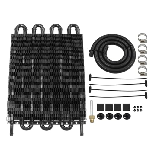 Universal Transmission Oil Cooler Kit Fin Oil Cooler Kit (Black, 8 Pass) - color: Black, size: 8 Pass