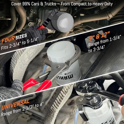 8-Piece Oil Filter Wrench Set, Oil Filter Removal Tool Cover 2-3/4" to 5-1/4", 9" & 12" Adjustable Oil Filter Pliers, Universal 3-Jaw Fuel Filter Wrench & Adapter for Car, Truck, Motorcycle