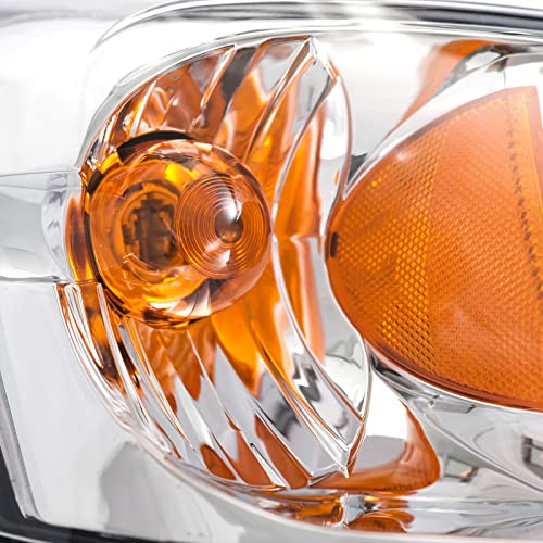 A&P for 2004-2007 Chevy Malibu, 2008 Malibu Classic Halogen Headlight Pair - color: Chrome Housing, Clear Lens, Amber Turn Signal, size: 2004-2008