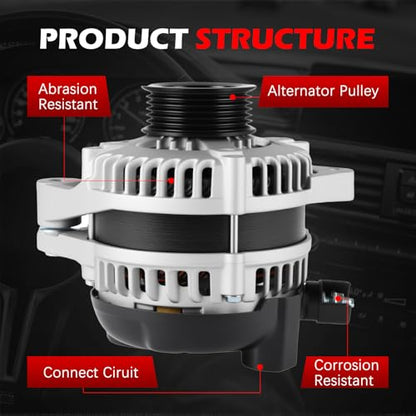 11099 Alternator 12V 130Amp Fits for Pilot 2005-2008 3.5L, Odyssey 2005-2007 3.5L, Ridgeline 2006-2008 3.5L, RL 2005-2008 3.5L, TL 2004-2008 3.2L/3.5L, MDX 2003-2006 3.5L/3.7L - size: 11099 | 130A