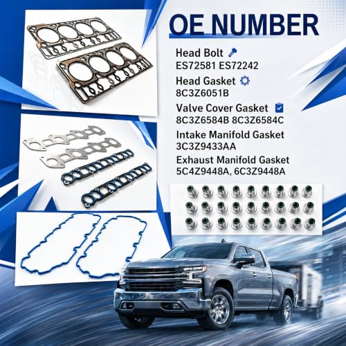 6.4 Full Head Gasket Set w/Head Bolts Fit for Ford 08-10 HS26565PT CS26565 - size: 6.4 Full Head Gasket Set w/Head Bolts