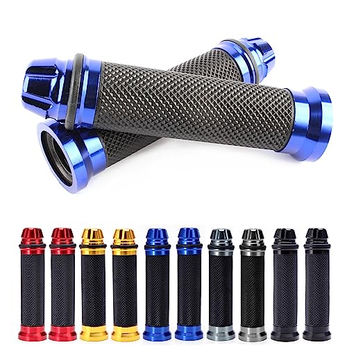 Universal 7/8" 22mm Motorcycle Handlebar Grips - Gel Rubber Compatible with Chopper, Cruiser, Street, Dirt Bike - color: Blue