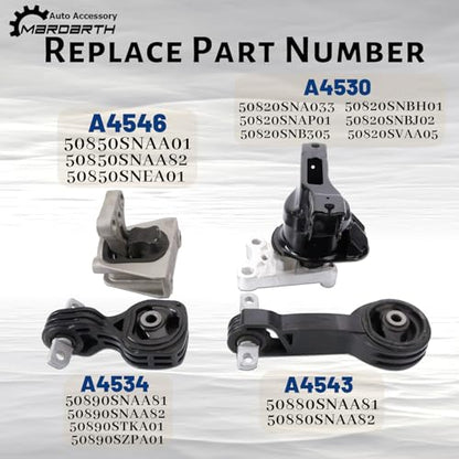 Engine Motor and Trans Mount Set of 4 Replaces # A4530 A4534 A4546 A4543 - size: 2006-2011 Civic 1.8L