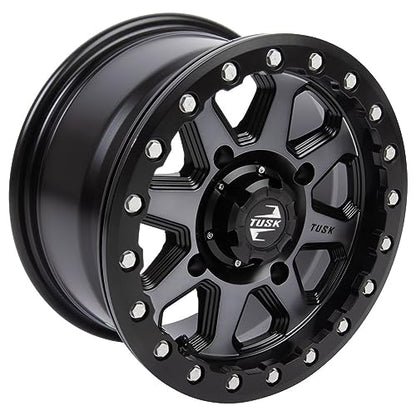 (4 Pack) 4/156 Tusk Uinta Beadlock Wheel 14x7 4.0 + 3.0 Gunmetal/Black For POLARIS Scrambler XP 1000 S 2020-2023