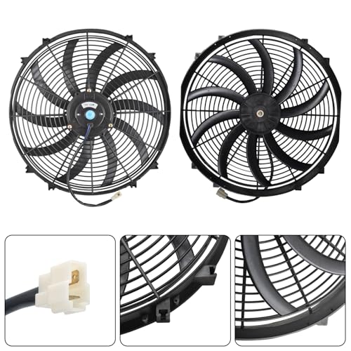 16" Slim Fan Push Pull Electric Radiator Cooling Fan, Black, 2 Packs - color: Black, size: 16'’(2 Pack)