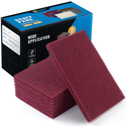 S SATC 6" x 9" Maroon General Purpose Scuff Pads,10 Pack Automotive Pads for Scuffing,Scouring,Sanding,Paint Primer Prep Adhesion Scratch for Automotive Restoration,Handicrafts - color: Maroon