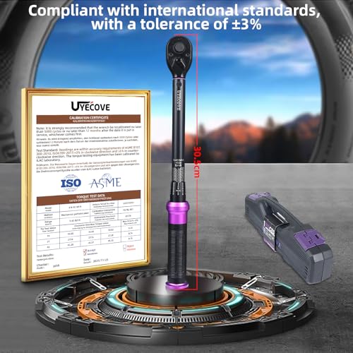 3/8" Inch Drive Click Torque Wrench 5-45 FT-LB/6.8-61N.M, ±3% Accuracy, Dual-Direction Click Professional Torque Wrench, Dual Range Scales Graduated in FT.LB and N.M, Purple - size: 3/8" 5-45 FT.LB(Purple)