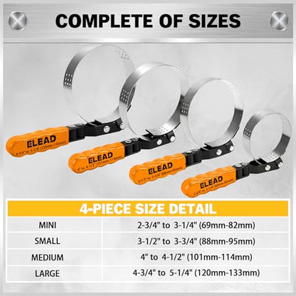 ELEAD 9-Piece Ultimate Oil Filter Wrench Set - Professional Oil Filter Removal Tool, Swivel Head Oil Filter Wrenches, Adjustable Oil Filter Remover Pliers, Universal Oil Filter Wrench and Valve Lapper - style: Multi-Use Set