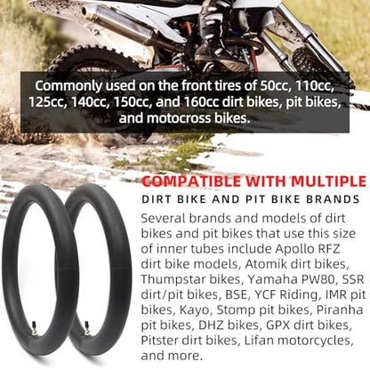 AR-PRO (2-Pack) 2.5/2.75-14” Replacement Dirt Bike Inner Tubes - 60/100-14” Tire Tubes for 50cc to 160cc Dirt and Pit Bikes - Compatible with Apollo RFZ, Atomik, Thumpstar, and More - size: 2.5/2.75-14", TR4 Valve
