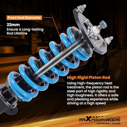 maXpeedingrods Coilovers for Toyota Rav4 2006-2012, 24 Levels Damper Adjustable Coilovers Suspension Kit, Height Adjustable Shock Absorber T6 Upgraded Lowering Kits Blue